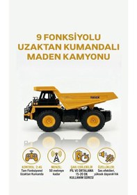Resim Uzaktan Kumandalı 9 Fonksiyonlu 2.4Ghz 30cm Şarjlı Sesli Işıklı Hareketli Damperli Oyuncak Kamyon 