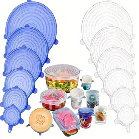 Resim 6/12 Adet/Set Gıda Sınıfı Esnek Kapaklar, Yeniden Kullanılabilir Geri Çekilebilir Kase Kapakları, Meyve ve Sebze İçin Çok Amaçlı Saklama Kapakları, Bulaşık Makinesine Uygun Saklama Kapakları 