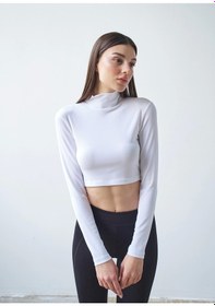 Resim Balıkçıyaka Uzun Kollu Crop - Beyaz 