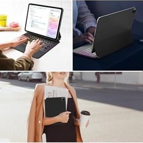 Resim Fogy İpad Air 13İnç M3 Çipli 2025 ile Uyumlu Magic ile Uyumlu Touchpad Işıklı Klavyeli Kılıf 