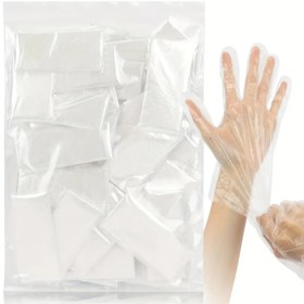 Resim 100 Adet (50'li Paket) Tek Kullanımlık Plastik Servis Eldiveni, Çoğu Kişinin Boyutuna Uygun 