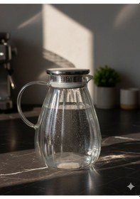 Resim Morponi Borosilikat Cam Çizgili Sürahi 1800 Ml 