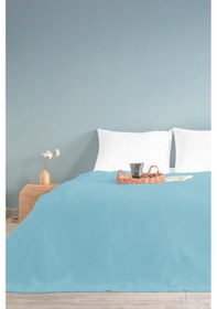 Resim Tek Kişilik Mavi Dama Desenli Pike. Damalı Otel Pikesi 160x230 