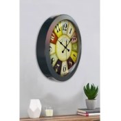 Resim Bahat Salon Ofis Duvar Saati Gri Metal Çerçeve 36 cm 