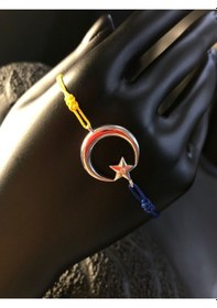 Resim Vog Sarı V Lacivert Fener Bahçe Ay V Yıldız Model 925 Gümüş Sevgiliye,babaya,eşe,arkadaşa Bileklik 