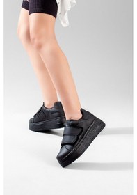 Resim Kadın Siyah Yüksek Topuklu Spor Ayakkabı , Snekaer Siyah 