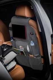Resim Otom Premium Design Deri Koltuk Arkası Araç içi Organizer Eşya Düzenleyici - Füme 