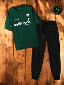 Resim Unisex 2'li Fantastic Baskılı Eşofman Takımı Yeşil 