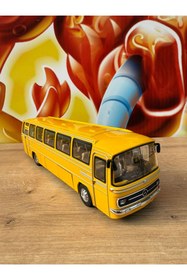 Resim scntoys Mercedes Benz Diecast Otobüs Eski Nostaljik Mercedes Şehirler Arası Otobüs Sesli Açılan Kapılar 25CM 
