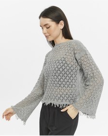 Resim KNİTİCAL TEKSTİL knitical Bolero shams Krem Crop Bluz Ajurlu Triko Örme 