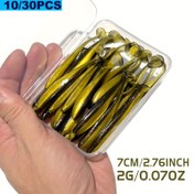 Resim 10/30 adet 7cm/2.76 inç, 2g/0.07oz Çift Renkli Yumuşak Yem, Bass için T-kuyruk Balıkçılık Yemi, Tüm Su Katmanları için Balıkçılık Aksesuarları 