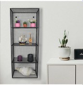 Resim Wessdizayn Metal Duvar Rafı 4 Gözlü Kitaplık Grid Kafes Tel Model Wd-61 