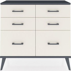 Resim Arges Şifonyer 6 Çekmeceli 88x30x80 Antrasit-antrasit/aytaşı Antrasit/aytaşı 