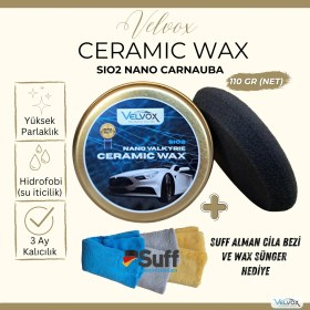 Resim Velvox Sio2 Nano Seramik Wax 110 gr | 9H Sertlik – Carnauba Krem Cila – Alman Cila Bezi ve Wax Süngeri Hediye | Parlaklık, Koruma, Su İtici Etki 