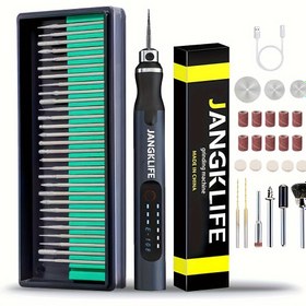 Resim 54 adet USB Şarj Edilebilir Taşınabilir Elektrikli Mikro Zımparalama Kalem, 3 Hız Ayarlanabilir, Öğütme, Parlatma, Oyma, Mücevher DIY El Sanatları için Mükemmel, Mücevher için Temel 