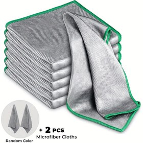 Resim 6 adet Cam Parlatma Bezi + 2 adet Mikrofiber Temizlik Bezi, İz Bırakmayan Mucize Mikrofiber Temizlik Bezi, Topaklanmayan Temizlik Bezi, Tekrar Kullanılabilir Temizlik Bezi, Bardak Bezi Çay Havlusu, Bardaklar, Mutfak Sofra Takımı, Aynalar, Cam, Tezgahlar için Uygun, Kolay Temizlenebilir, 30.48cm x 30.48cm, Yeşil, Gümüş Gri, Mavi, Mor, Pembe, Kırmızı, Sarı 