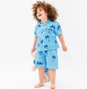 Resim Luna Mia Blue Palm Uyku Arkadaşlı Çocuk Pijama Seti 