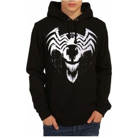 Resim Bant Giyim - Venom Siyah Erkek Kapüşonlu Sweatshirt 