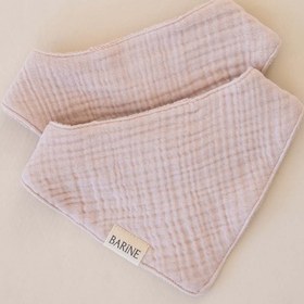 Resim Çift Yüzlü Bandana Bebek Önlüğü 2'li Set Pembe 