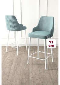 Resim Canisa Enox Serisi, 4 Adet Su Yeşili Sandalye Mutfak Bar Sandalyesi, Babyface Kumaş, Beyaz Metal Ayak Sandalyeler Su Yeşili Ayaklar Beyaz 