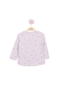 Resim Toontoy Kız Bebek Baskılı Bisiklet Yaka Uzun Kollu Tişört Gri 