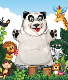 Resim Tox Panda Vahşi Hayvanlar Keçe El Kukla T128 . Eğitici Oyuncak 