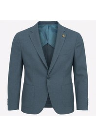 Resim Plus Scorpion Erkek Slim Fit Blazer Ceket Tek Düğmeli Çift Yırtmaçlı Torba Cepli Yarım Astarlı Zümrüt Mavisi 