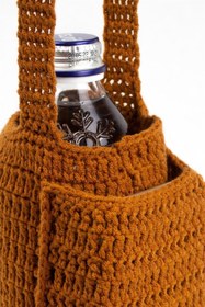 Resim pulur.co Tarçın Rengi Örgü Kroşe Suluk Ve Telefon Çantası 