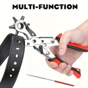 Resim 1pc Karbon Çeliği Döner Deri Pense Pliers - Çok Boyutlu Delme Aracı Kemeler, Saat Kayışları, Kartlar, Kağıt - Rahat Tutuş, Döner Kafa - 1pc Ağır Hizmet Profesyonel Punch Seti 