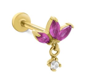 Resim Cherry By Özkonak Pembe Lotus Sallantılı Tragus Piercing Sarı 