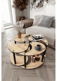 Resim Yin Yang Unıty Serenıty Orta Sehpa 4 Lü Meşe 70 Cm Meşe 