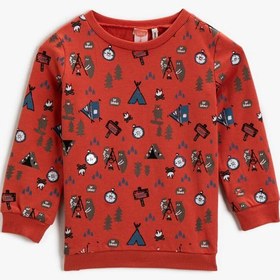 Resim Erkek Bebek Desenli Sweatshirt Pamuklu Uzun Kollu 