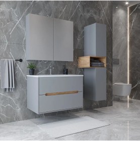 Resim TETA HOME Madrid 65 cm MDF Banyo Dolabı Seti ve Boy Dolabı 