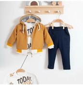 Resim Erkek Bebek Today Baskılı Yağmurluk 3'lü Takım Hardal 