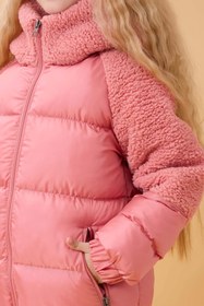 Resim Kız Çocuk Kapüşon & Kol Peluşlu Şişme Mont - Siyah / 5-6 Yaş 