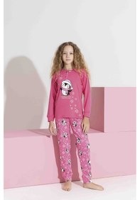 Resim Tarık 5-9 Yaş Kız Çocuk Penguen Baskılı İnterlok Pijama Takımı 3191270 - Koyu Pembe Koyu Pembe 
