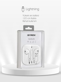 Resim Syrox Ios Girişli Kulaklık 7-8-7 Plus-8 Plus-x-xr-xs-11-11 Pro-11 Pro Max-12-12 Pro 13 Pro Max 