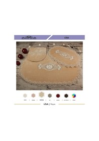 Resim Lisa Vizon 6'lı Çeyizlik Dantelli Banyo Paspası Sepet Seti Vizon 