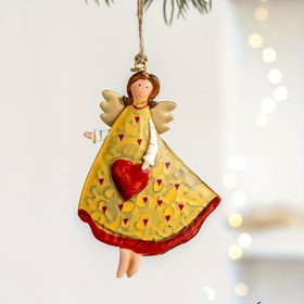 Resim 4 Adet Vintage Melek Asılı Süs Seti - Fantazi Temalı Ahşap Noel Ağacı Süsleri, Hafif Şenlik Tasarımı, Elektrik veya Piller Gerektirmez, Tüy Olmayan Vintage Stil Süs 