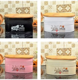 Resim Ferforje Ahşap Kapaklı Kesme Tahtalı Ekmeklik Beyaz 