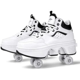 Resim Tekerlekli Ayakkabı Modelleri | Kaykay Ayakkabı | Paten Ayakkabı - Beyaz Boğaz / 