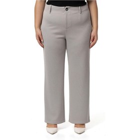 Resim Büyük Beden Beli Arkadan Lastikli Boru Paça Klasik Gri Pantolon Gri 