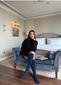 Resim LAGRANZE Cozy Line Premium Kadın Diz Üstü Jakarlı Çorap 