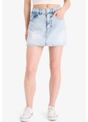 Resim Defacto Yüksek Bel Yıkamalı Cepli Jean Şort Etek E0566ax25smnm39 Mavi 