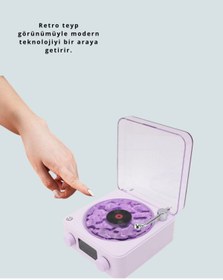 Resim Kanonik Education Bluetooth Retro Pikap Hoparlör - Projektörlü Gece Lambası 