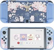 Resim GeekShare Switch OLED Modeli için Sert PC Koruyucu Kılıf Sevimli Tavşan İnce Kapak Kılıf Nintendo Switch OLED ile Uyumlu - Mor Sakura Tavşanı 