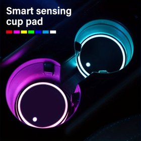 Resim LED Araba Bardak Tutucu Neon Işık Akıllı Algılama Renkli Atmosfer Işığı, 7 Renk Değiştirilebilir USB Şarj Pedi, Su Bardağı Pedi, LED Araba İç Atmosfer Işığı, Ev, Bar, Atmosfer Işığı Dekoratif Işık, Araba İçi 