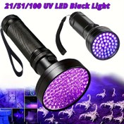 Resim Altın Yüzyıl 1 adet UV LED Siyah El Feneri 21/51/100 LED, Ultraviyole Siyah Işık, Alüminyum Alaşım, AAA Pil Kullanır (Dahil Değil), Yılanlar, Ev Hayvanları Urini Tespiti ve Kan Noktası Testi için Uygun 