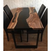 Resim Epoxy Ahşap Masa Epoksi Dolgulu Masa Siyah Epoksi Masa 