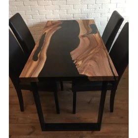 Resim Epoxy Ahşap Masa Epoksi Dolgulu Masa Siyah Epoksi Masa 